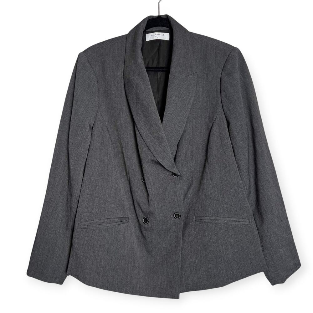 MM LaFleur Roxane Charcoal Work Jacket 1X Soft Twill Double Button Blazer NWOT - Picture 3 of 15
